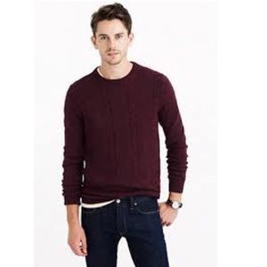 J.Crew┃Burgundy Cable Knit Sweater w Elbow Patches